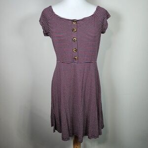 Others Follow Dress Womens Medium Jersey Knit Comfort Stripes Stretch‎ Fit Flare